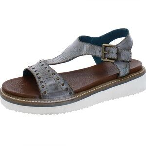 Women's Metallic Gray Studded Platform Sandal